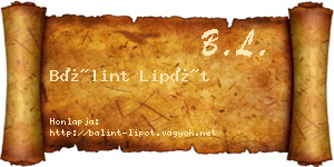 Bálint Lipót névjegykártya